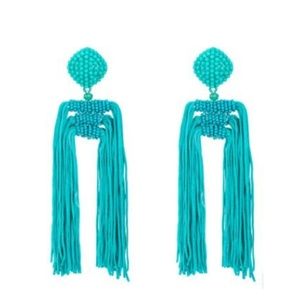 Bahati Turquoise Beaded Fringe Earrings